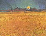 Vincent Van Gogh Sunset : Wheat fields Near Arles France oil painting reproduction